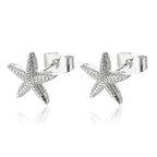 Shell earrings for women, silver starfish