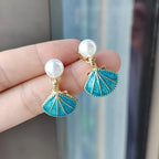 Blue Seashell Scallop Earrings