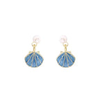 Blue Seashell Scallop Earrings