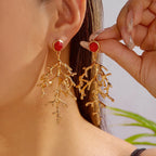 Gold coral earrings