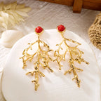 Gold coral earrings