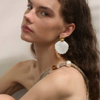 Shell mother-of-pearl and starfish color earrings