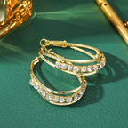 Gold Hoop Earrings with Rhinestones