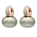 Hoop Earrings with Blue Pearl and Gold and Beige Zircon