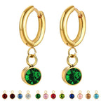 Birthstone Zircon Hoop Earrings