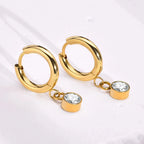 Birthstone Zircon Hoop Earrings