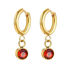 Birthstone Zircon Hoop Earrings