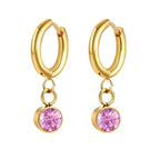Birthstone Zircon Hoop Earrings