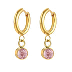 Birthstone Zircon Hoop Earrings