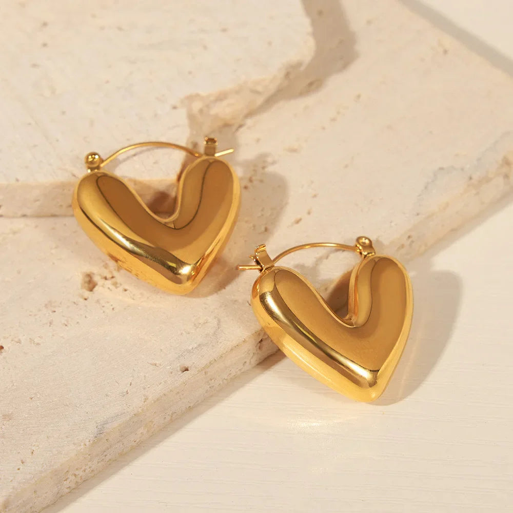 Heart Hoop Earrings gold