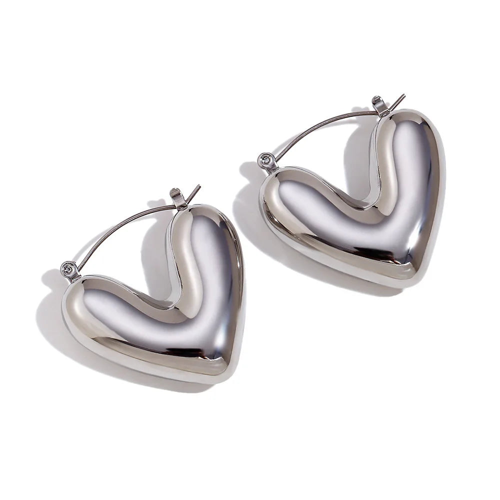 Heart Hoop Earrings silver