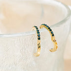 Gold hoop earrings with birthstone for women