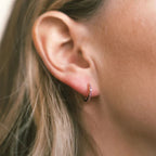 Gold hoop earrings with birthstone for women
