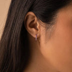 Gold hoop earrings with birthstone for women