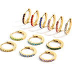 Gold hoop earrings with birthstone for women