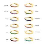Gold hoop earrings with birthstone for women