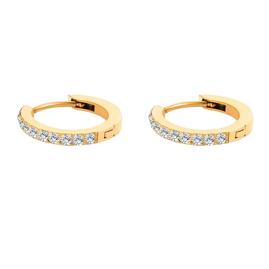 Gold hoop earrings with birthstone for women