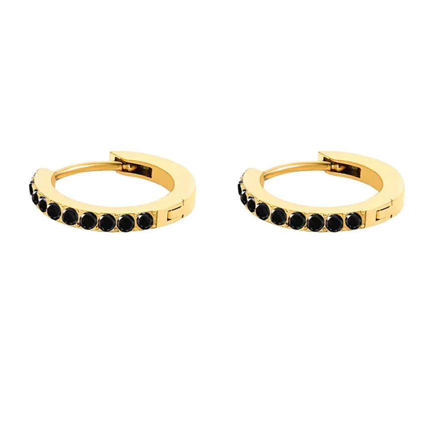Gold hoop earrings with birthstone for women