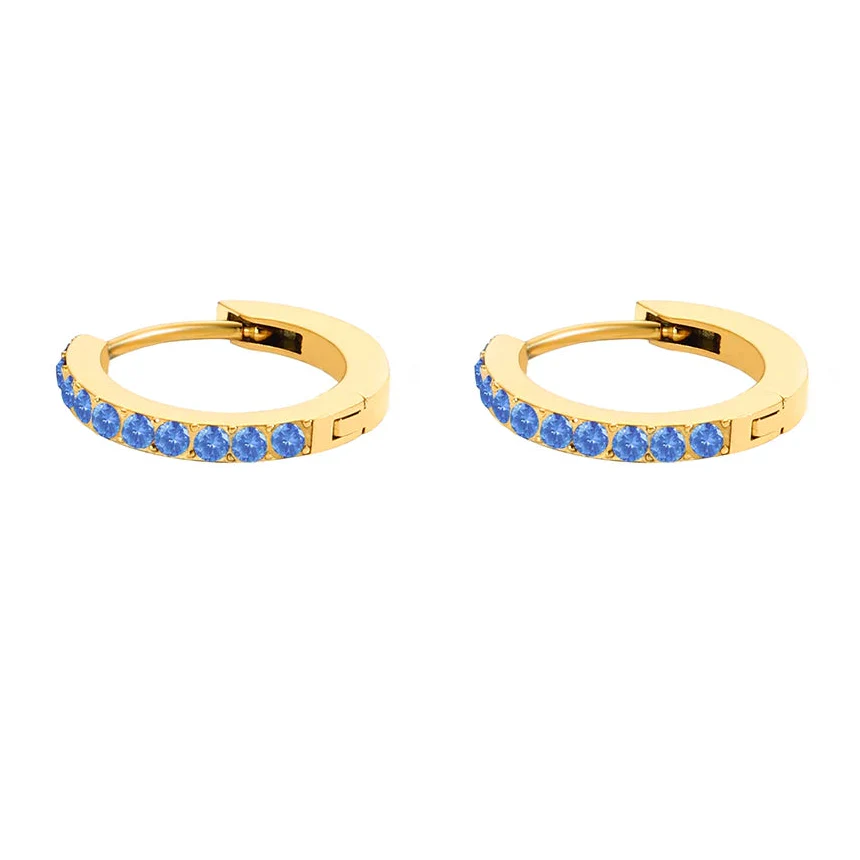 Gold hoop earrings with birthstone for women