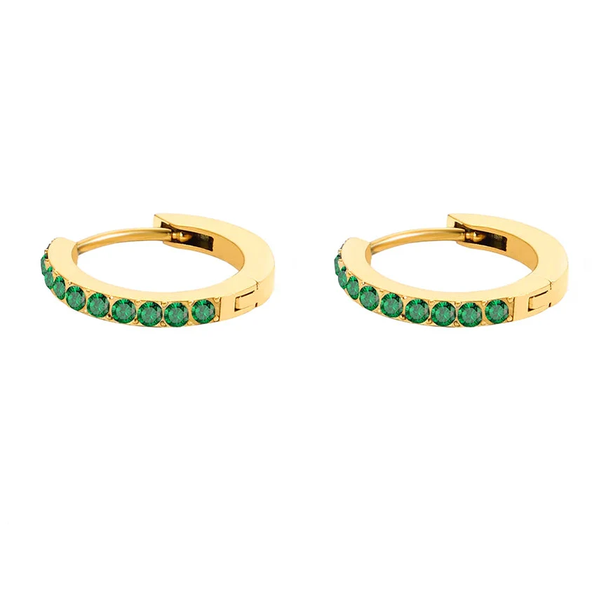 Gold hoop earrings with birthstone for women