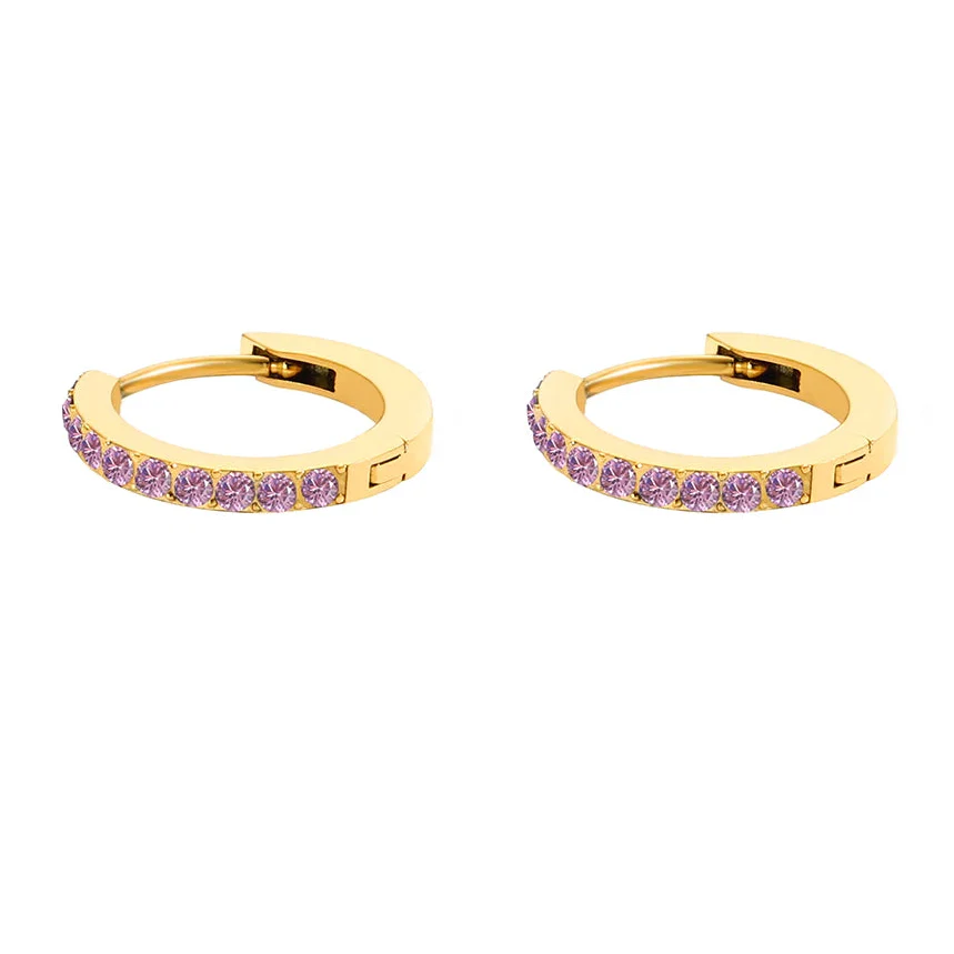 Gold hoop earrings with birthstone for women