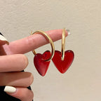 Women's Heart Hoop Earrings gold