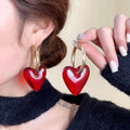 Women's Heart Hoop Earrings gold