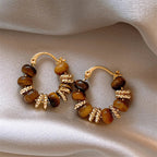 Women's Hoop Earrings Tiger's Eye