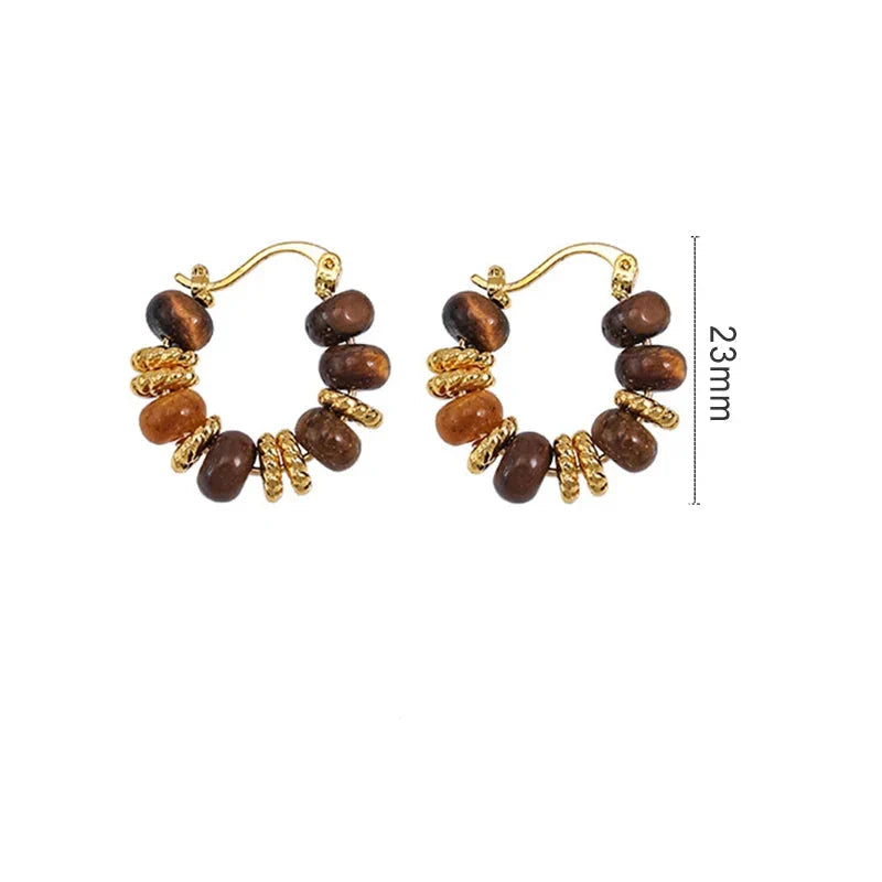 Women's Hoop Earrings Tiger's Eye