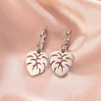 Palm Leaf Hoop Earrings silver