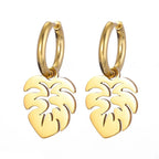 Palm Leaf Hoop Earrings or