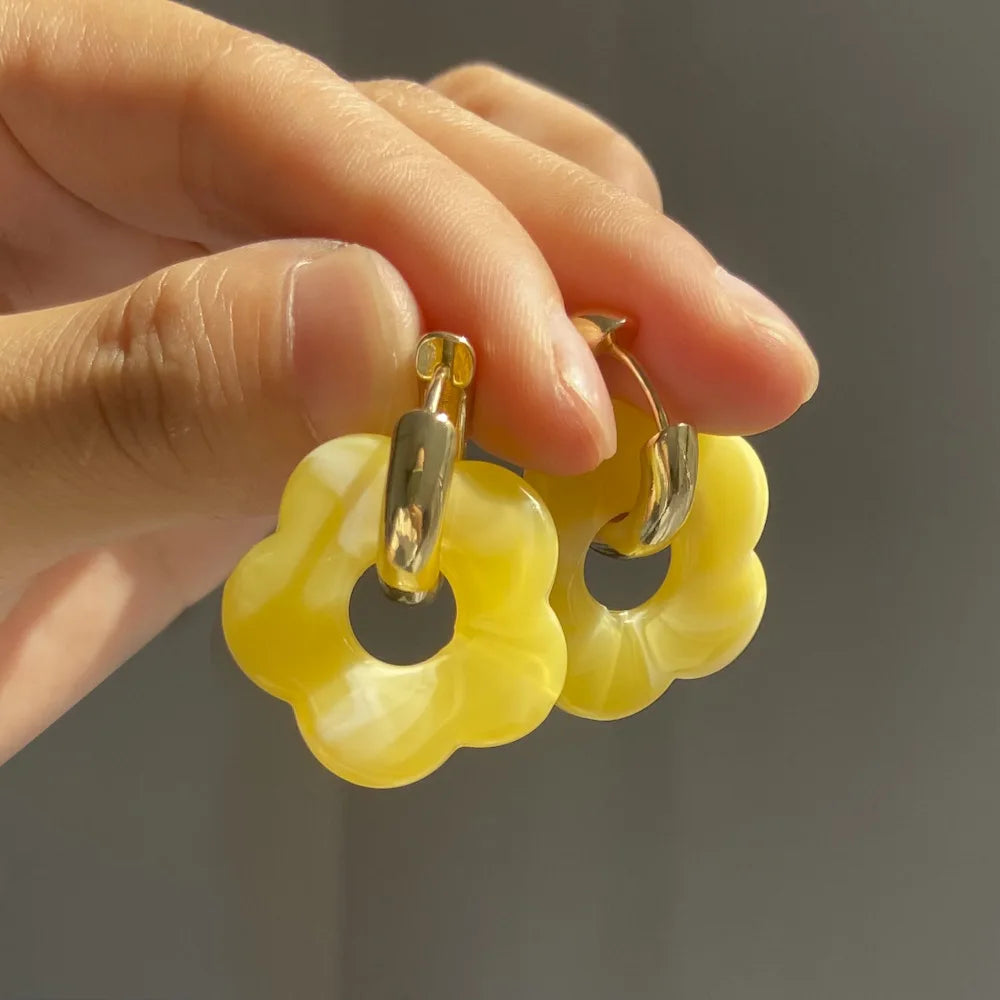 Resin Flower Hoop Earrings