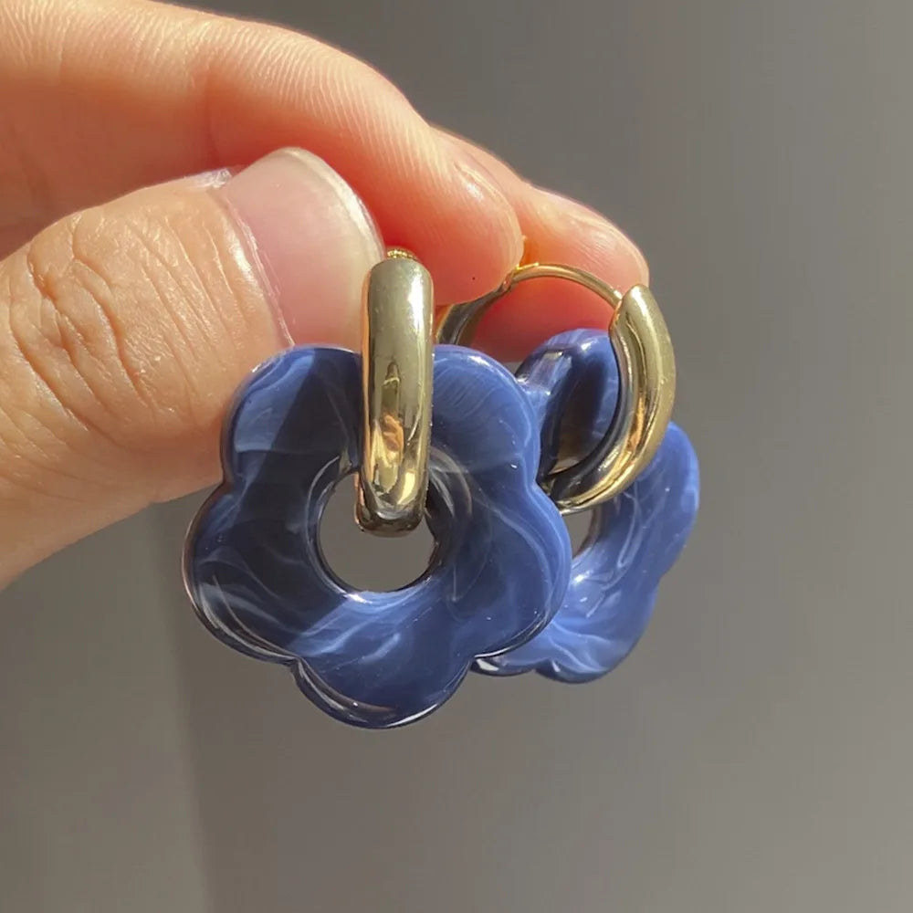 Resin Flower Hoop Earrings