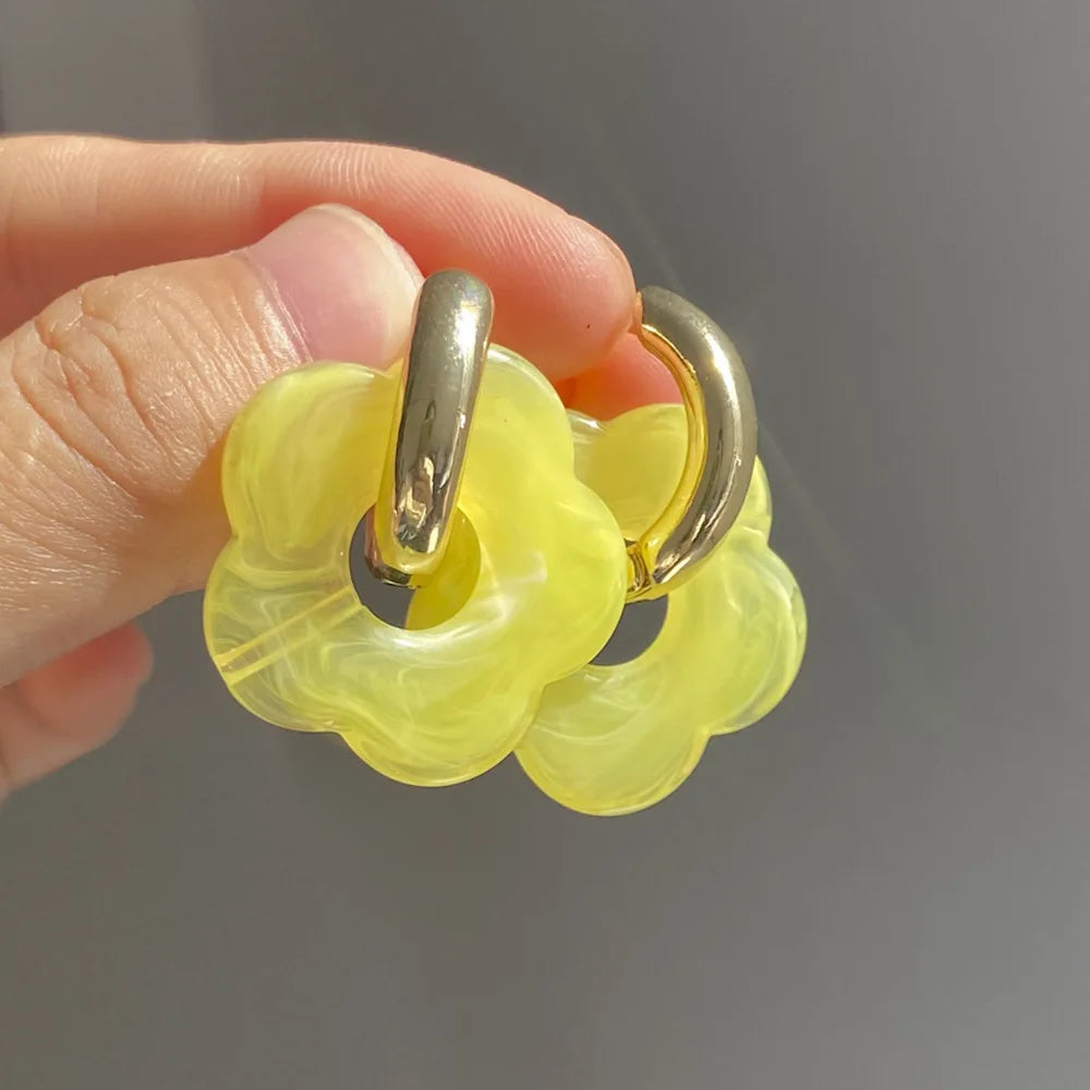 Resin Flower Hoop Earrings