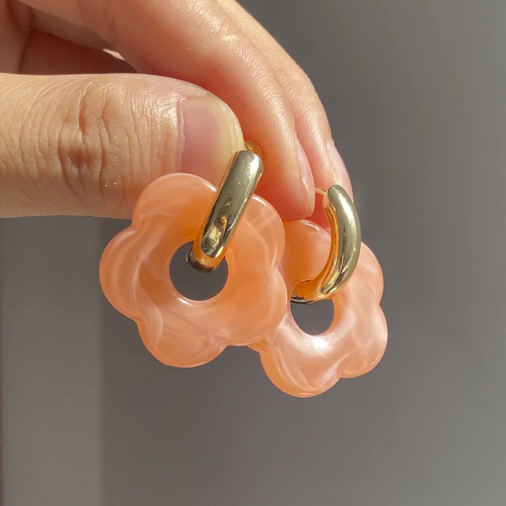 Resin Flower Hoop Earrings