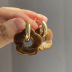 Resin Flower Hoop Earrings