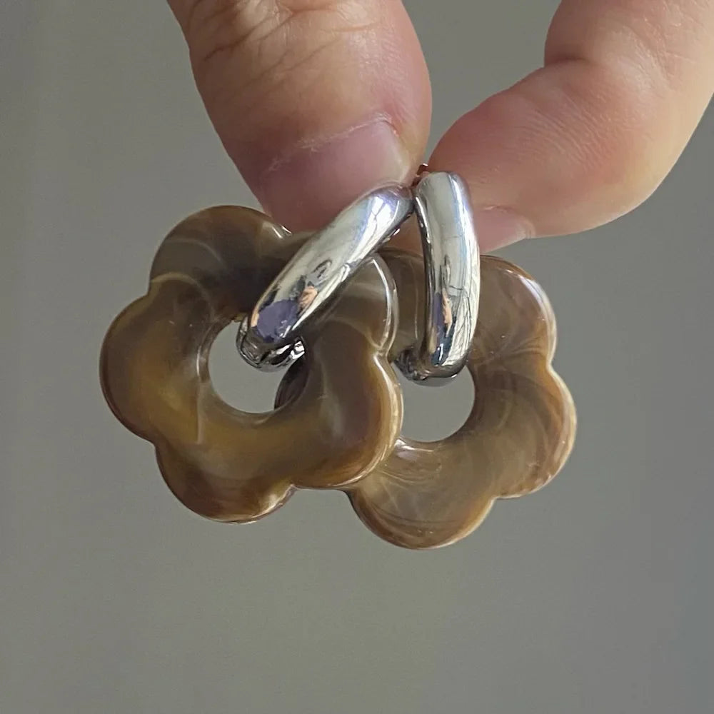Resin Flower Hoop Earrings