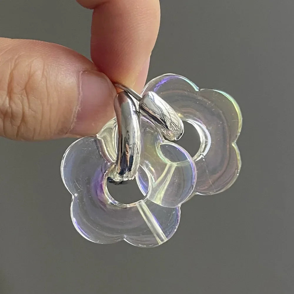 Resin Flower Hoop Earrings