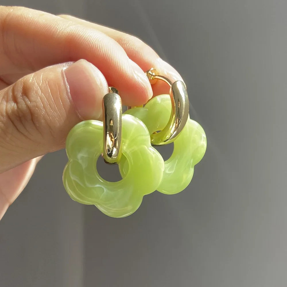 Resin Flower Hoop Earrings
