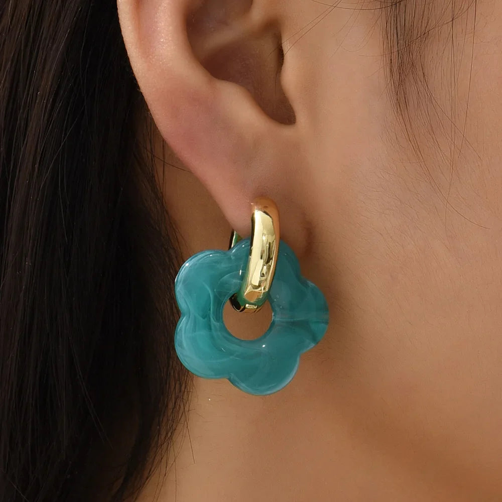 Resin Flower Hoop Earrings