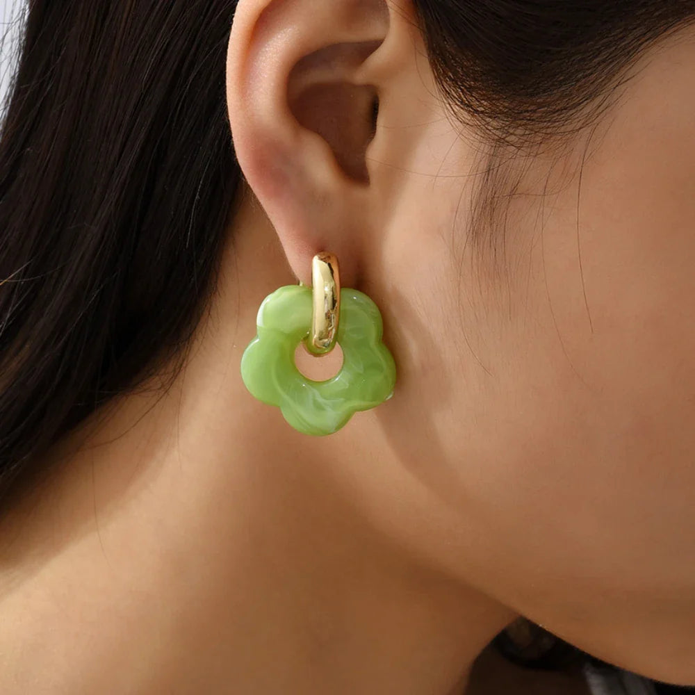 Resin Flower Hoop Earrings
