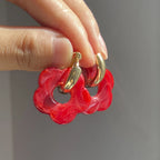 Resin Flower Hoop Earrings