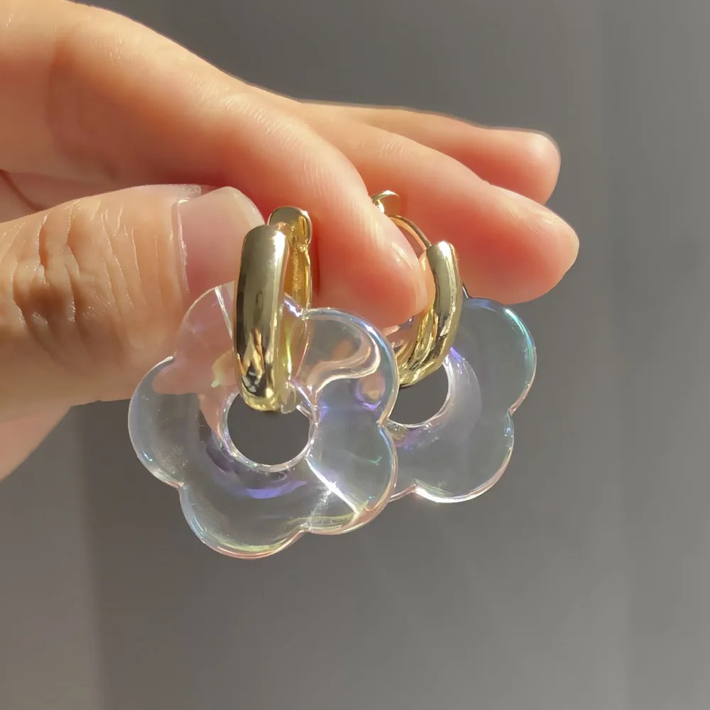 Resin Flower Hoop Earrings
