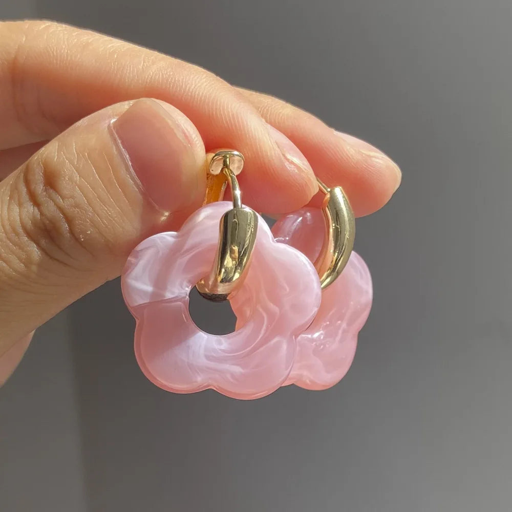 Resin Flower Hoop Earrings