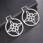 Wiccan Women's Protective Witch's Knot Hoop Earrings Silver