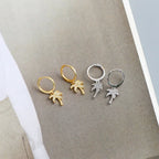 Palm Tree Hoop Earrings with Gold Zircon