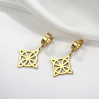 Witch’s Knot Protection Wiccan Women’s Drop Hoop Earrings gold
