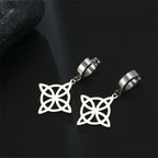 Witch’s Knot Protection Wiccan Women’s Drop Hoop Earrings silver