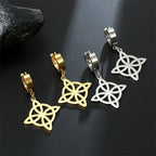 Witch’s Knot Protection Wiccan Women’s Drop Hoop Earrings gold