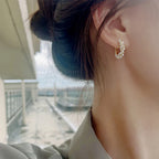 Women's Hoop Earrings with Pearls in Silver